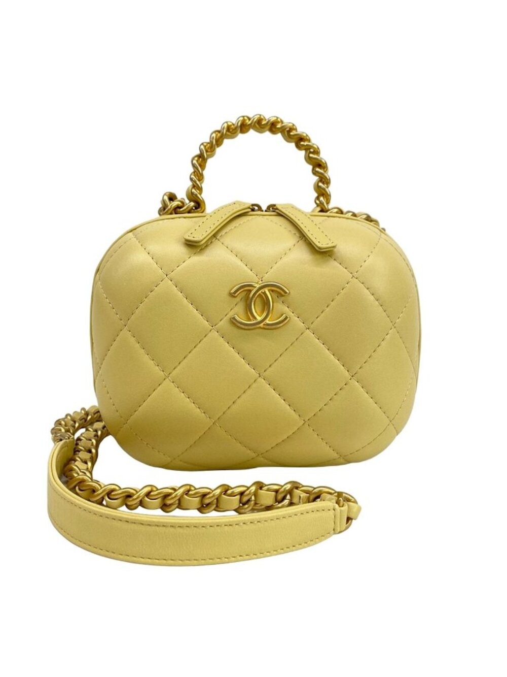 Chanel Shoulder Bag Quilted Light Yellow Lambskin